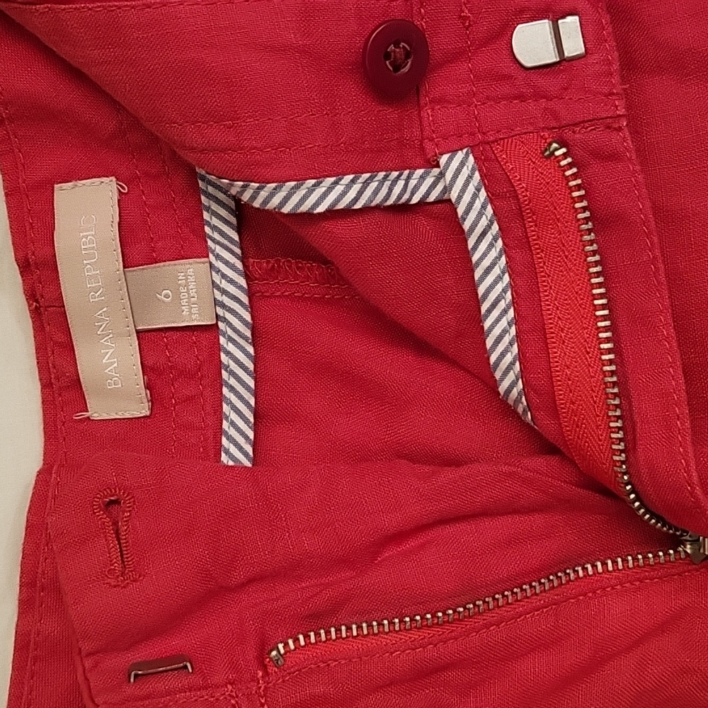 Red linen Banana Republic pants - Picture 3 of 7